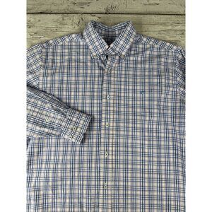 Southern Tide Mens‎ Blue Purple Plaid Button Down Dress Shirt Mens Size Medium